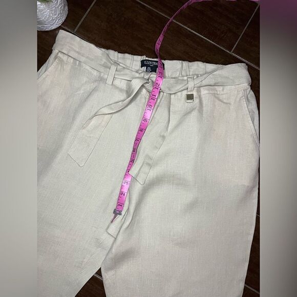 Ellen Tracy natural 100% Linen pants sz XL - Picture 6 of 7